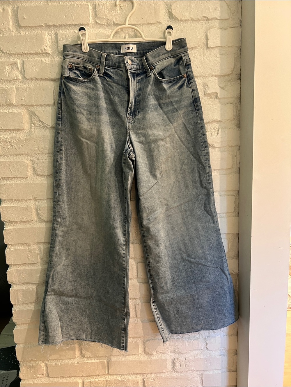 pistola Faded Light Blue Wide-Leg Crop Jeans